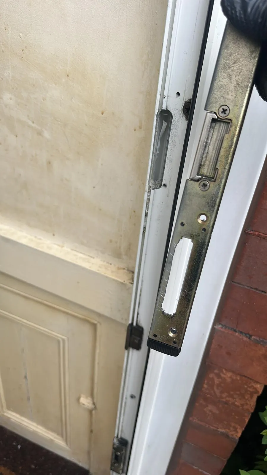 Multipoint locking plate along a door edge